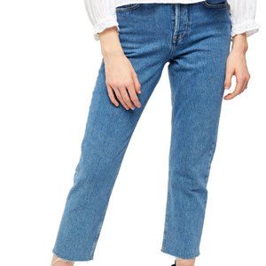BDG 25 Urban Outfitters Straight + Narrow High Rise‎ Button Fly Raw Hem Jeans